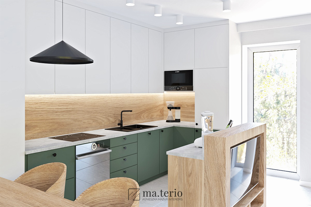 kuchnia-minimalistyczna-nowoczesna-zielone-sciany-czarne-dodatki-popielate-szare-sciany-projektowanie-wnetrz-poznan-02