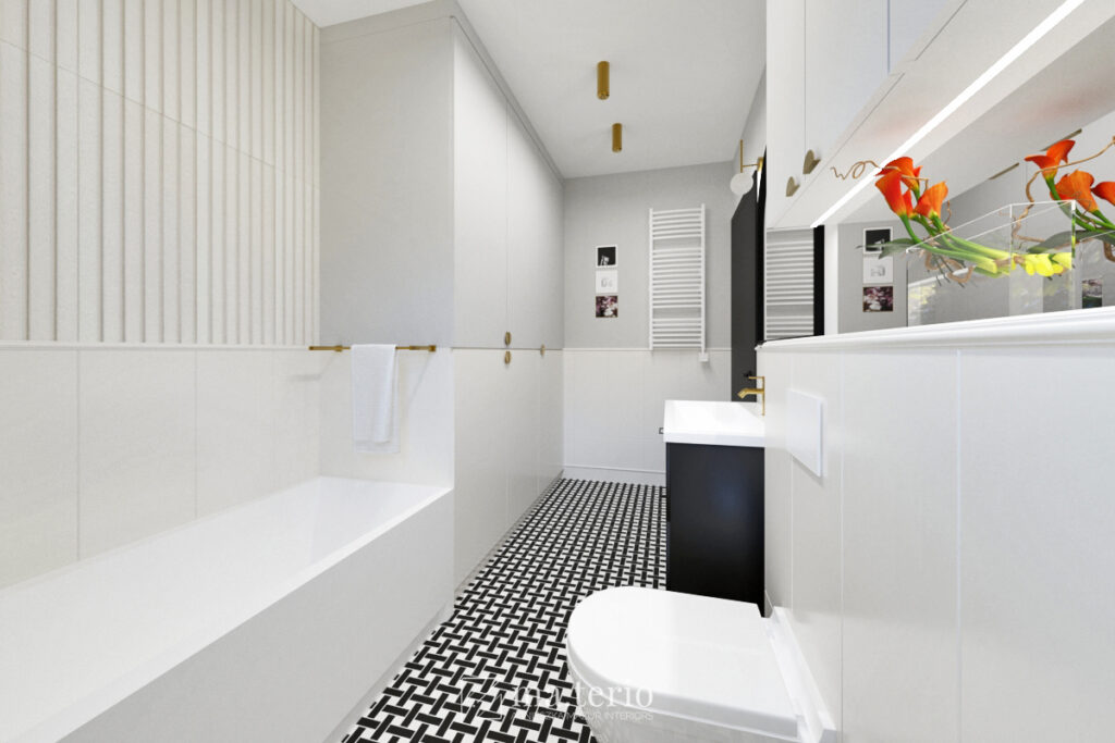 modern-classic-lazienka-czarno-biala-mozaika-zlota-armatura-projektowanie-wnetrz-poznan-2