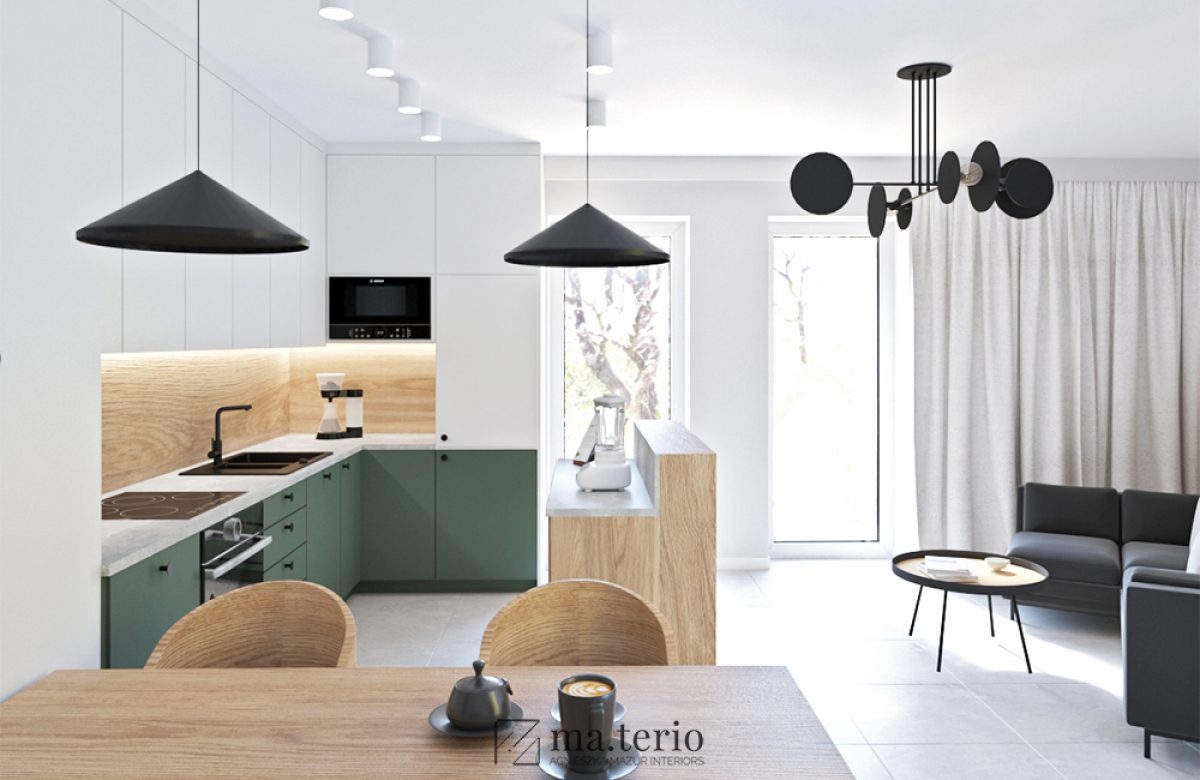 kuchnia-minimalistyczna-nowoczesna-zielone-sciany-czarne-dodatki-popielate-szare-sciany-projektowanie-wnetrz-poznan-03